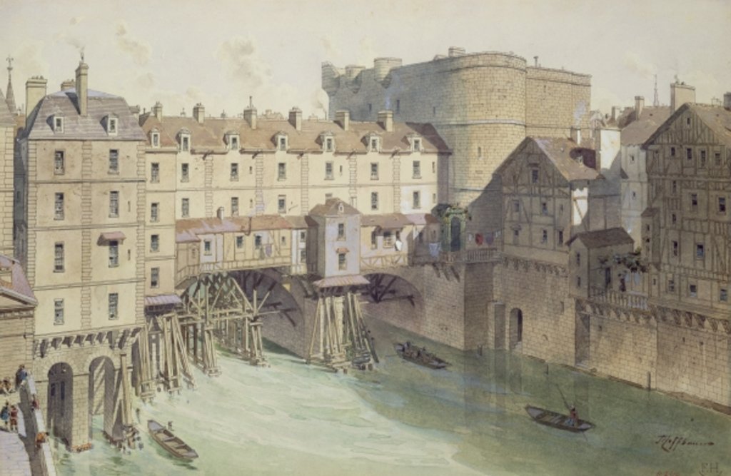 Detail of View of Petit Chatelet and the Petit Pont in 1717 by Theodor Josef Hubert (after) Hoffbauer