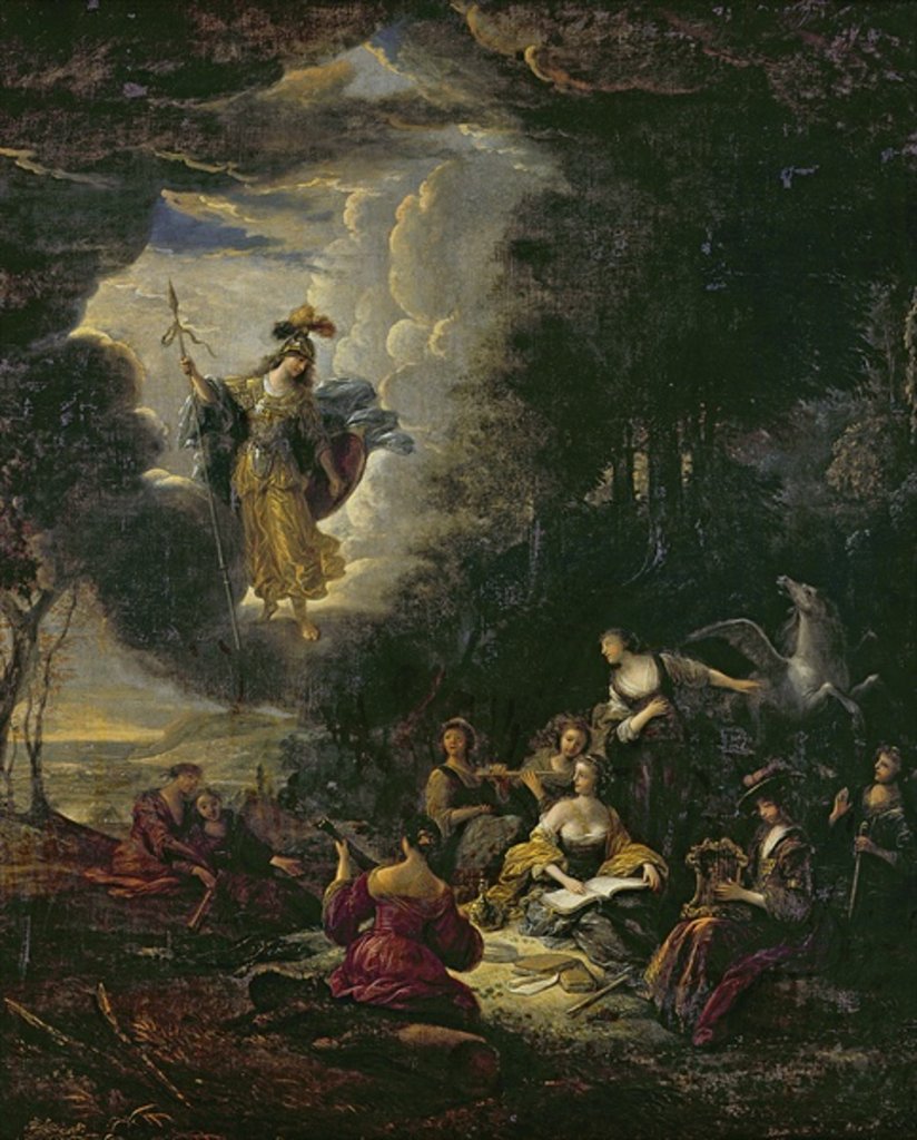 Detail of Athena visiting the Muses by Jacob Willemsz de Wet or Wett