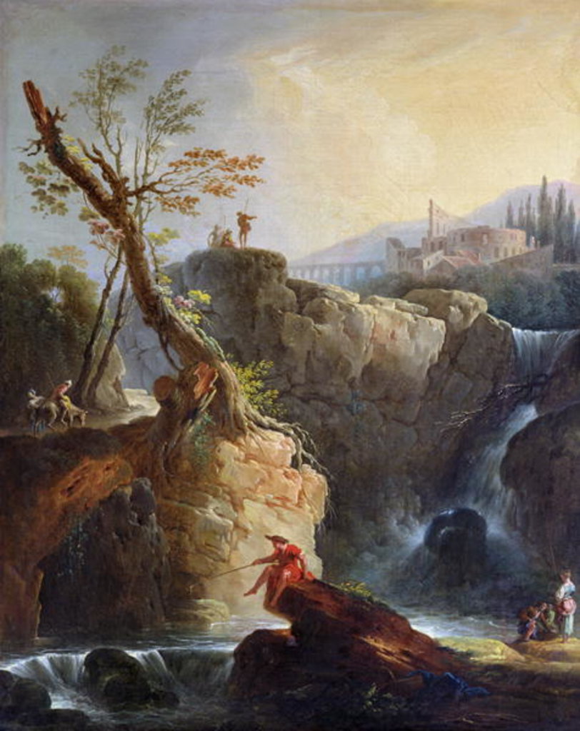 Detail of The Waterfall, 1773 by Claude Joseph Vernet