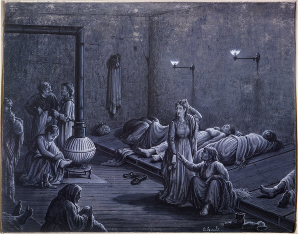 Detail of Interior of a Night Shelter for Poor Women, 1850-60 by A. Gault