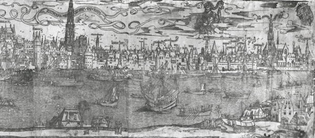Detail of View of Antwerp Harbour by Flemish School