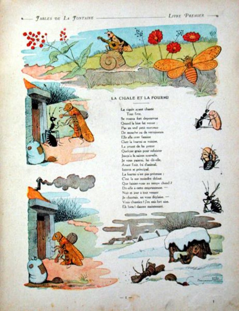 Detail of The Cicada and the Ant by Benjamin Rabier