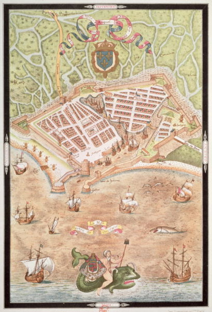 Detail of Fascimile of a Plan of Le Havre in 1583 by Jacques Devaulx