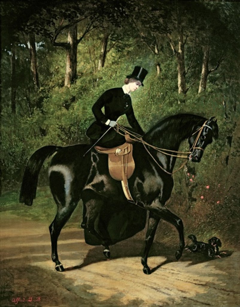 Detail of The Rider Kipler on her Black Mare, 19th century by Alfred Dedreux