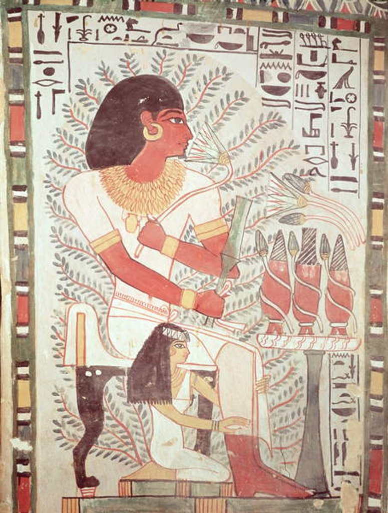 Detail of Sennefer seated with his wife, Meryt by Egyptian 18th Dynasty