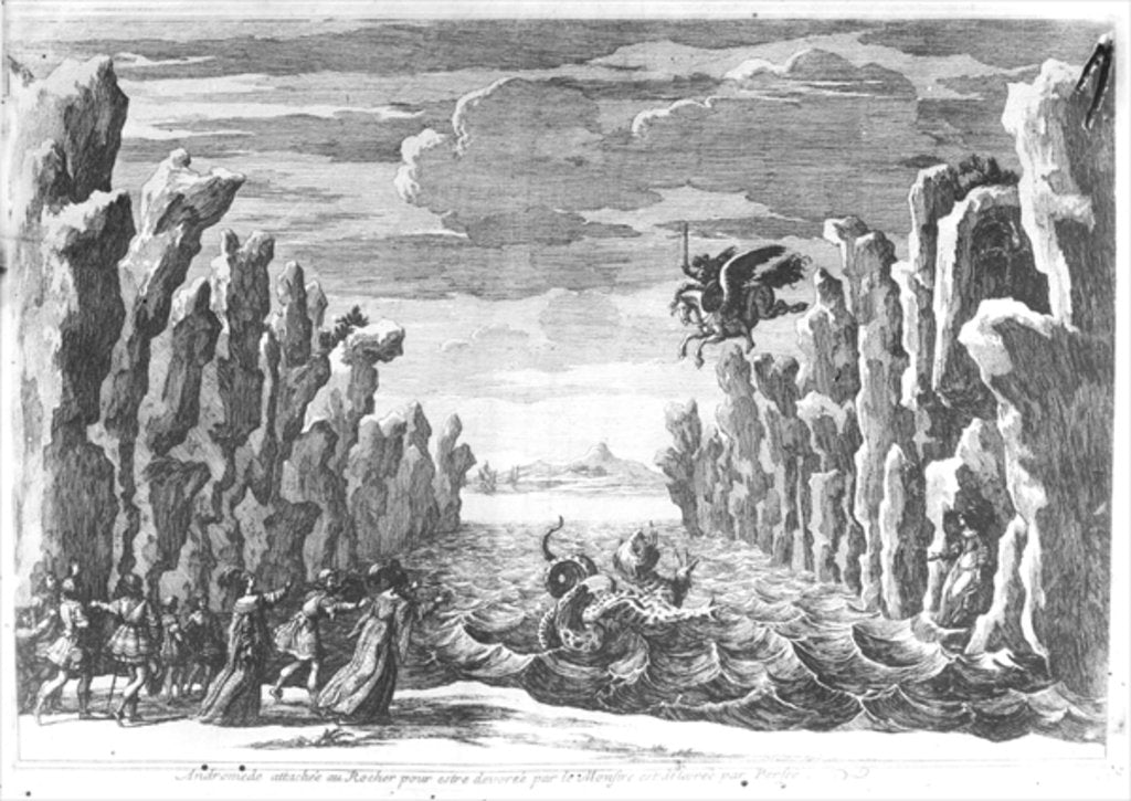Detail of Set design by Torelli for 'Andromede' by Pierre Corneille by Francois Chauveau
