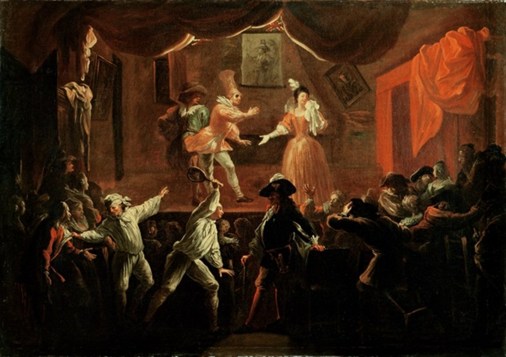 Detail of Scenes from 'Roman Comique' by Paul Scarron 1712-16 by Jean de Coulom