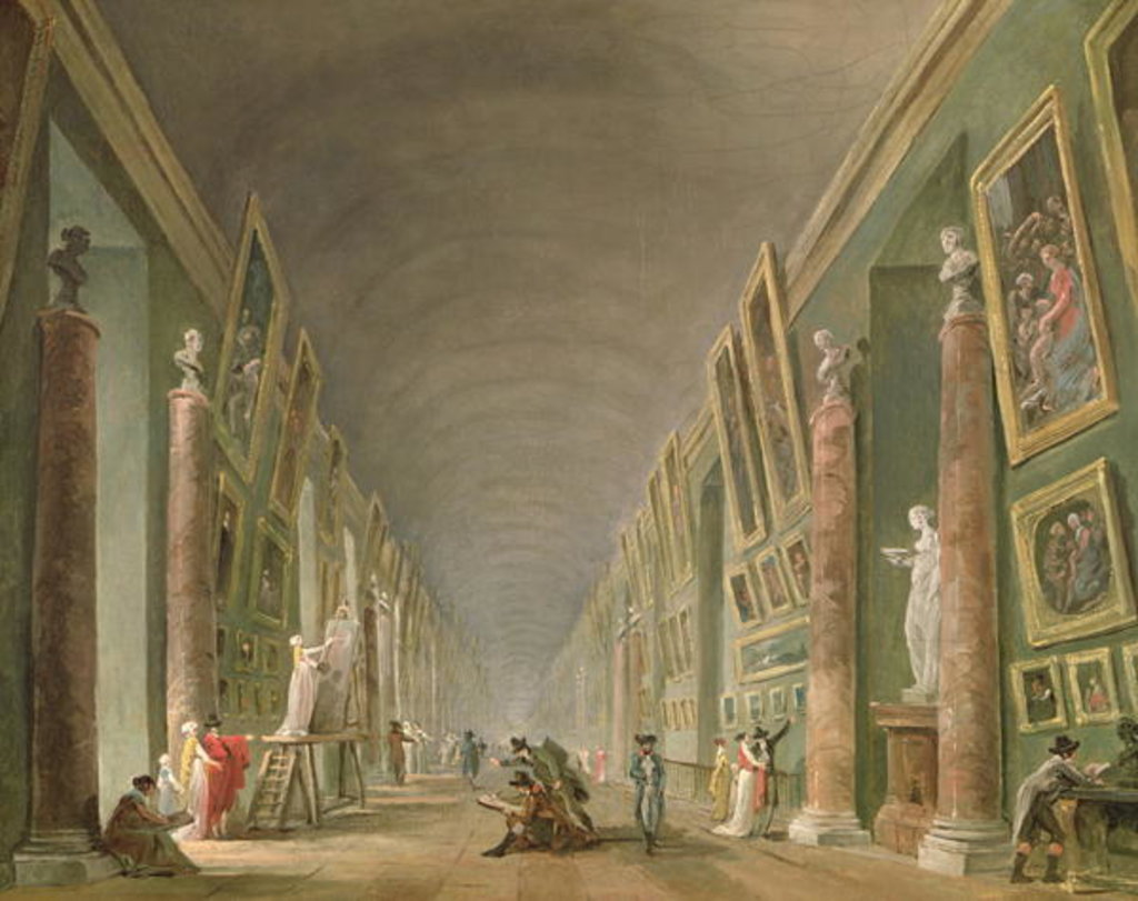 Detail of The Grand Gallery of the Louvre between 1801 and 1805 by Hubert Robert