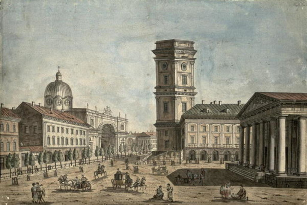 Detail of View of Nevsky Prospekt, St. Petersburg, 1810 by Fedor Aleksandrovich Vasiliev