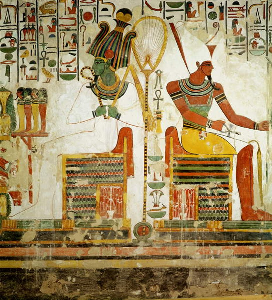 Detail of The Gods Osiris and Atum by Egyptian 19th Dynasty