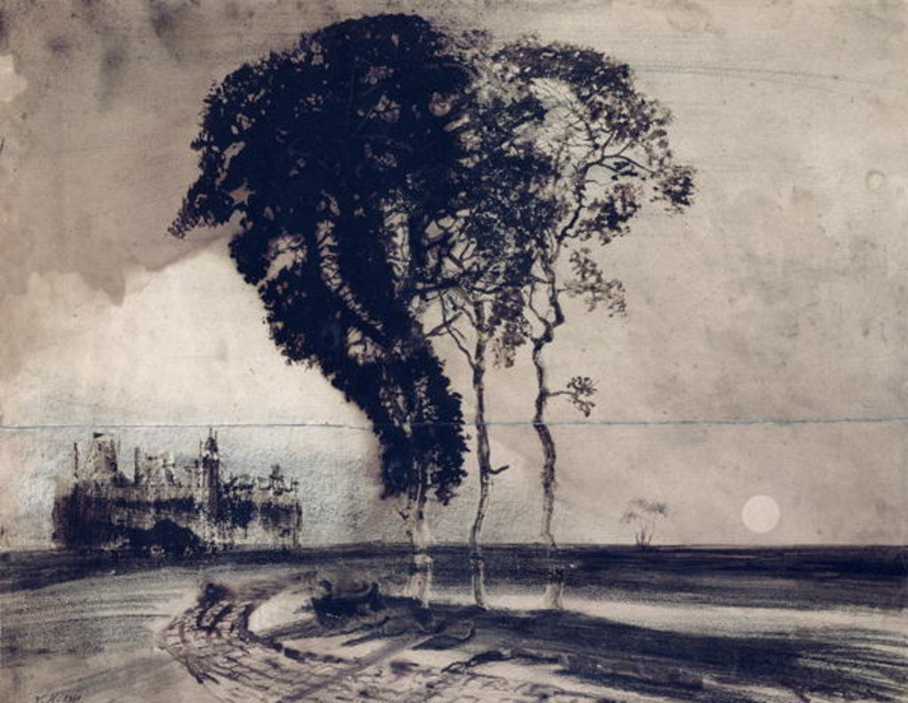 Detail of Landscape with Three Trees, 1850 by Victor Hugo