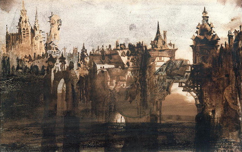 Detail of Town with a Broken Bridge by Victor Hugo