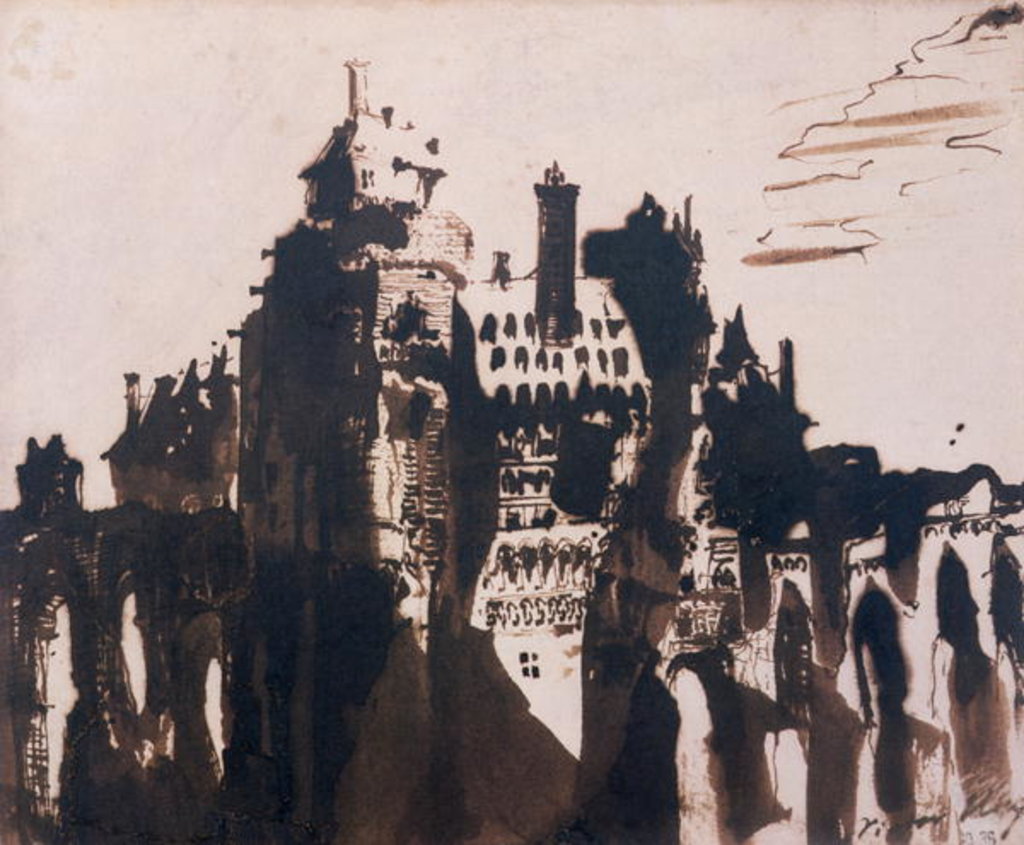 Detail of Chateau fortified by two Bridges by Victor Hugo