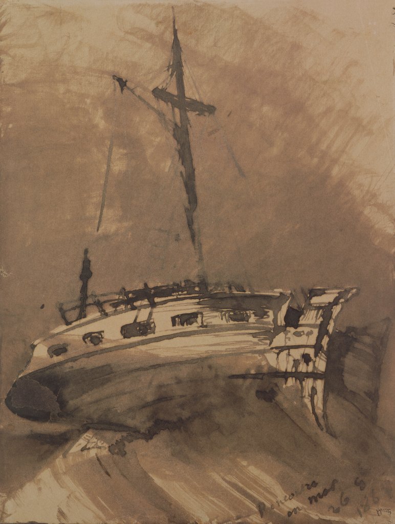 Detail of A Ship in Choppy Seas, 1864 by Victor Hugo