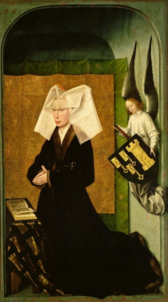 Detail of Guigone de Salins, wife of the donor, Chancellor Nicholas Rolin, Kneeling in Prayer by Rogier van der Weyden