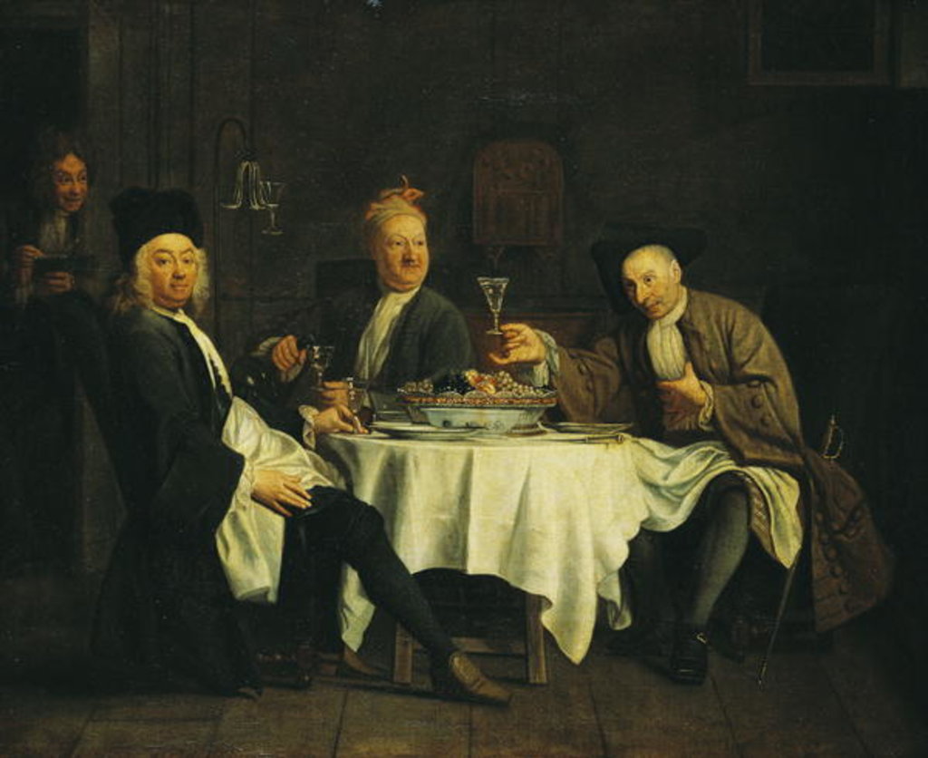 Detail of The Poet Alexis Piron at the Table with his Friends, Jean Joseph Vade and Charles Colle by Etienne Jeaurat