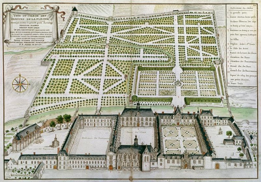 Detail of View of the Jesuit College in La Fleche, 1655 by French School