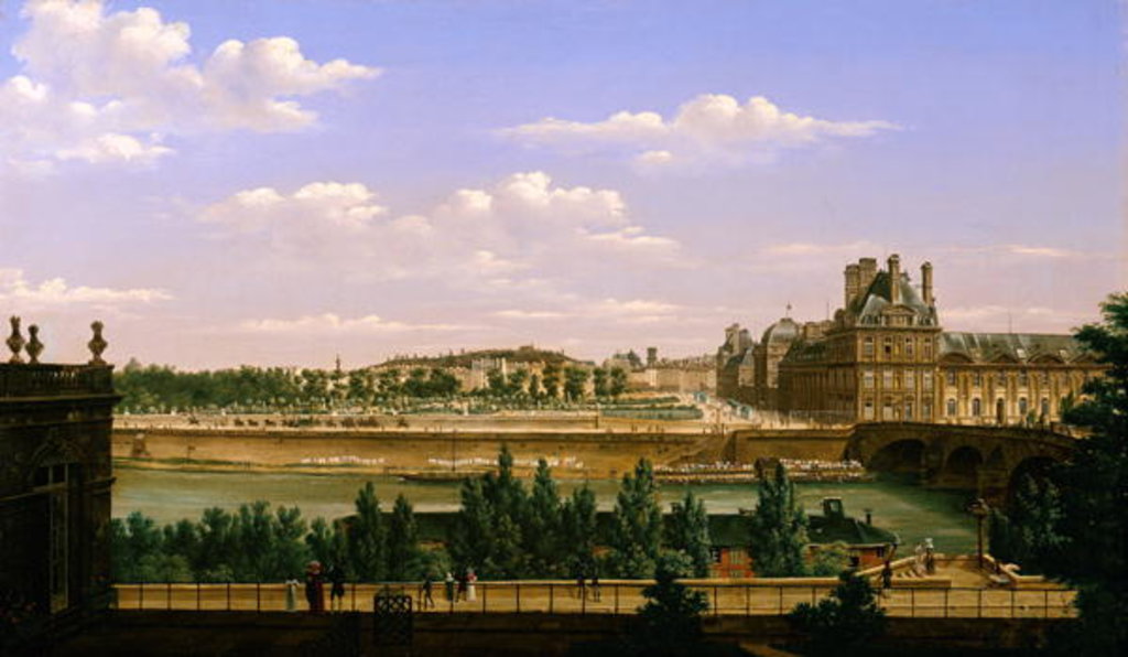 Detail of View of the Gardens and Palace of the Tuileries from the Quai d'Orsay, 1813 by Etienne Bouhot