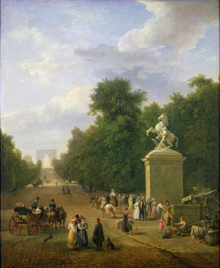 Detail of The Entrance to the Champs-Elysees in 1830 by Eustache Francois Duval