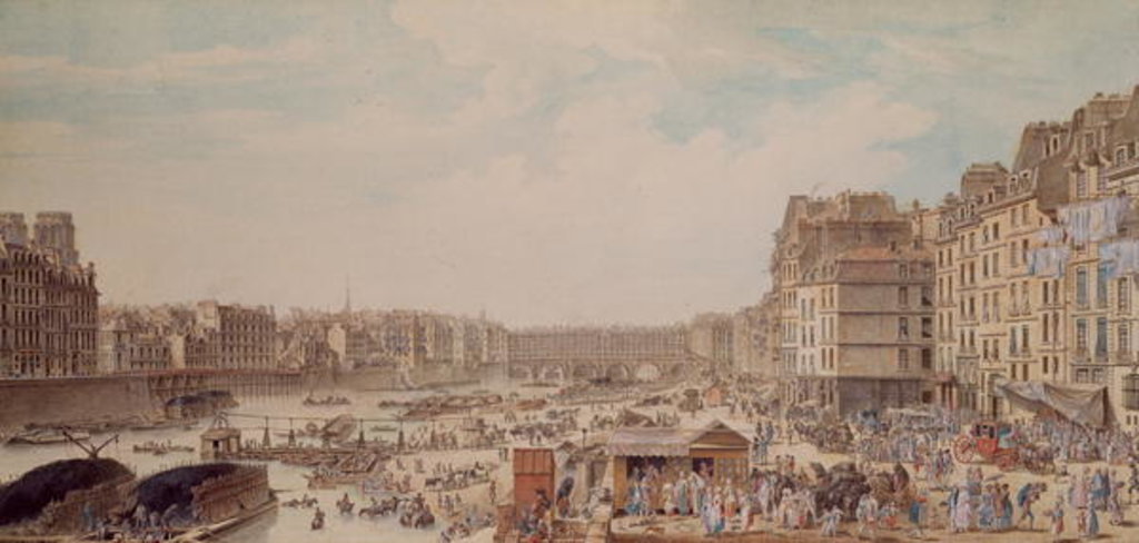 Detail of The Port au Ble and the Pont Notre-Dame, 1782 by Louis-Nicolas de Lespinasse