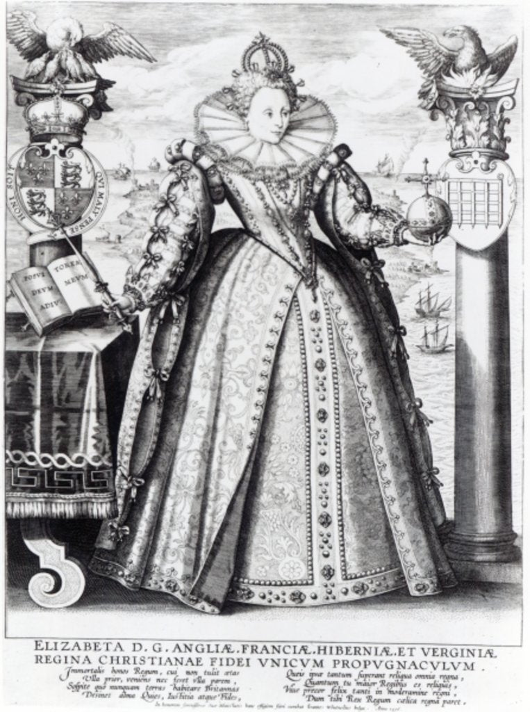 Detail of Queen Elizabeth I 1596 by Crispin I de Passe