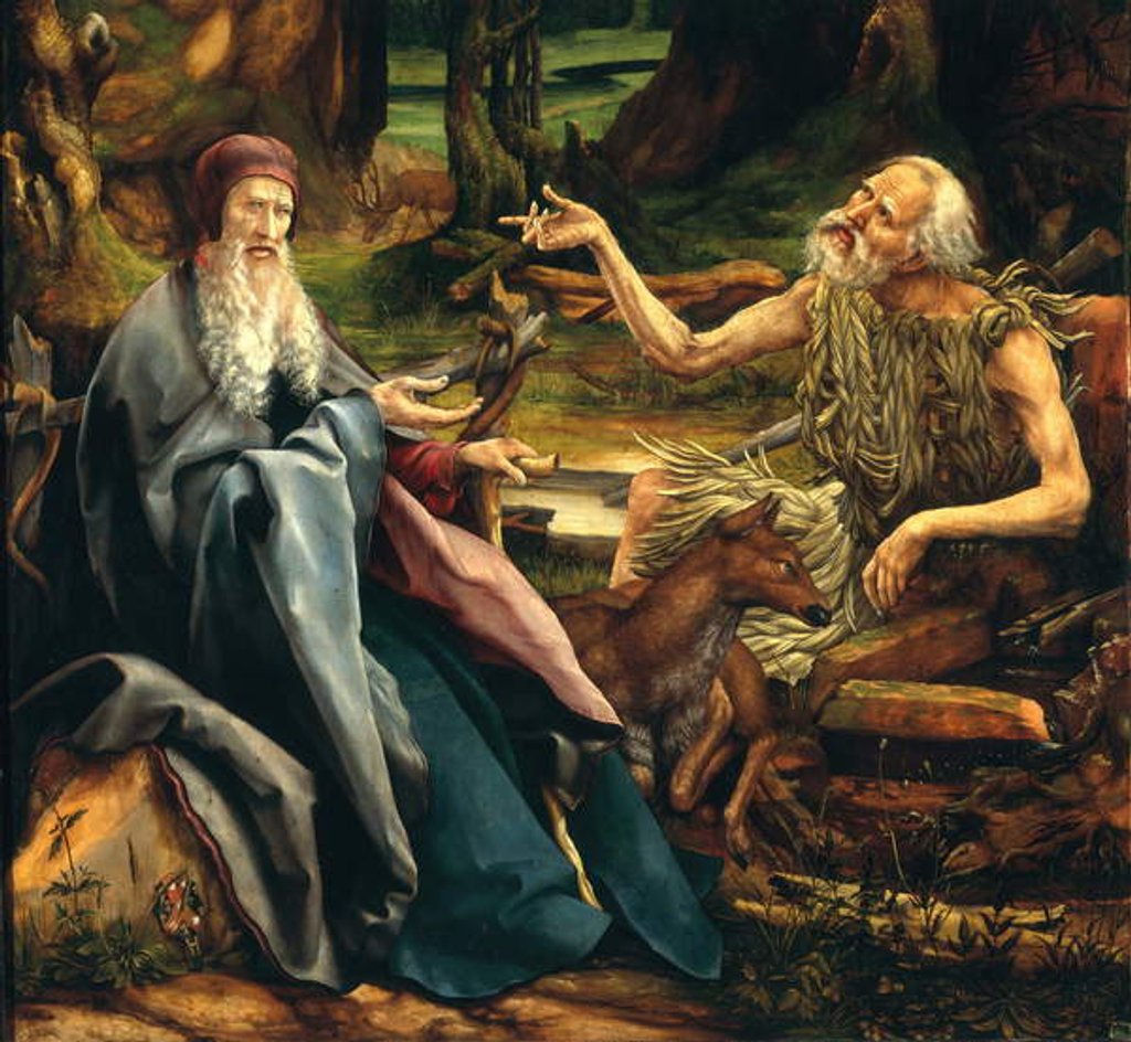 Detail of St. Anthony and St. Paul, detail from the Isenheim Altarpiece, 1512-15 by Matthias Grunewald