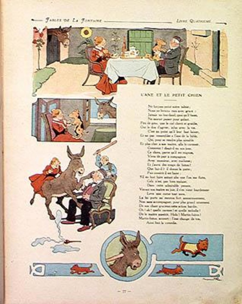 Detail of The Donkey and the Little Dog by Benjamin (after) Rabier