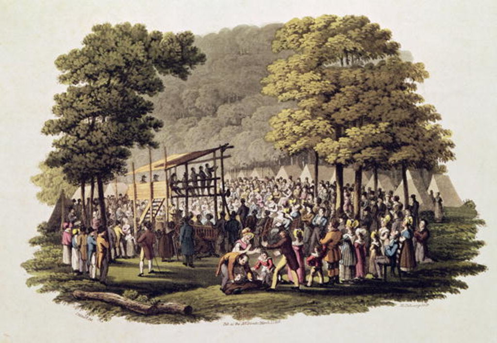 Detail of Camp Meeting of the Methodists in North America by Jacques (after) Milbert