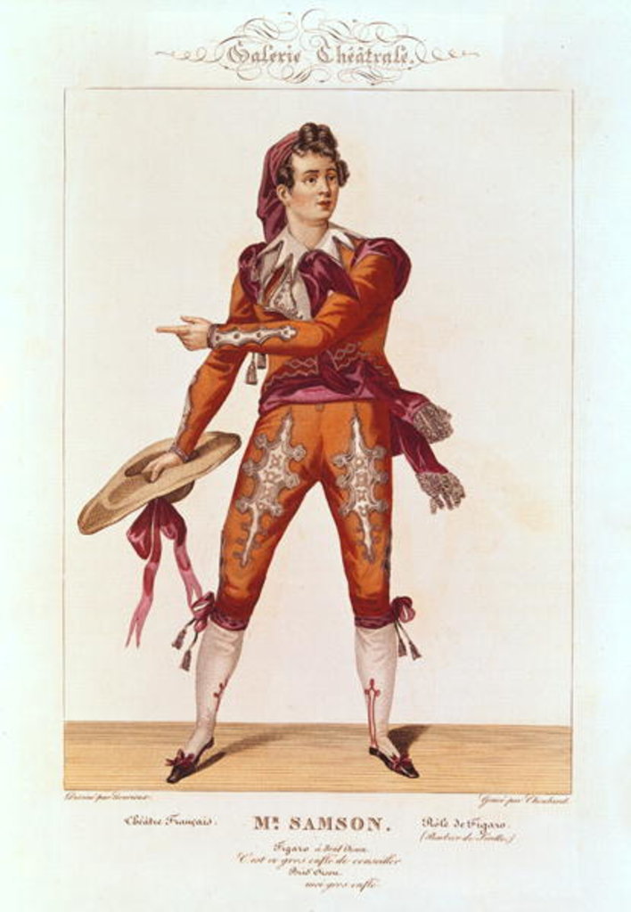 Detail of Joseph Isidore Samson in the role of Figaro in 'The Barber of Seville' by Lecurieux Lecurieux