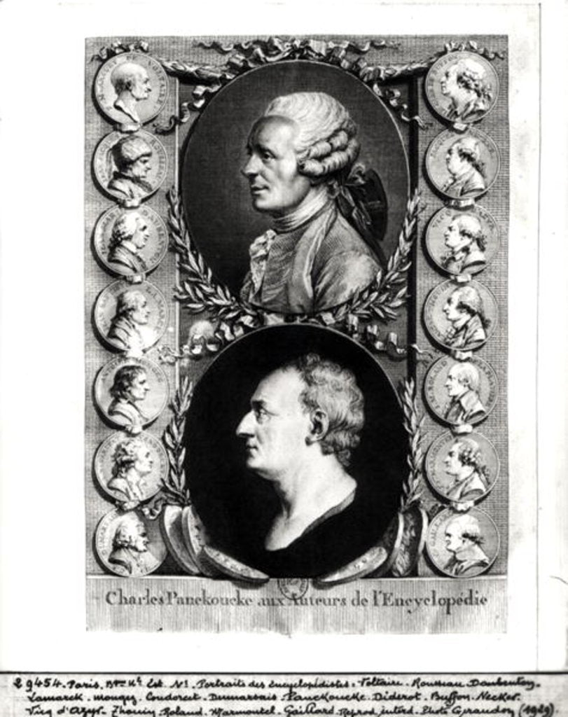 Detail of Portraits of the Encyclopaedists Jean Le Rond d'Alembert and Denis Diderot 1751-72 by French School