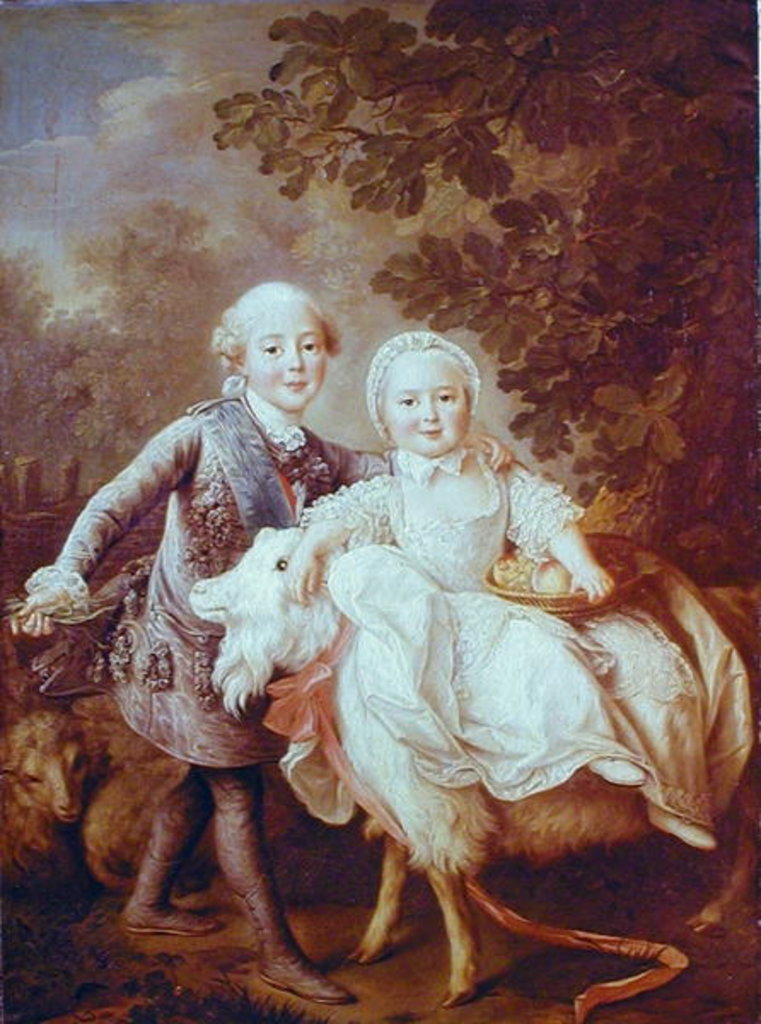 Detail of Charles of France Count of Artois and his Sister, Clothide 1763-64 by Francois-Hubert Drouais