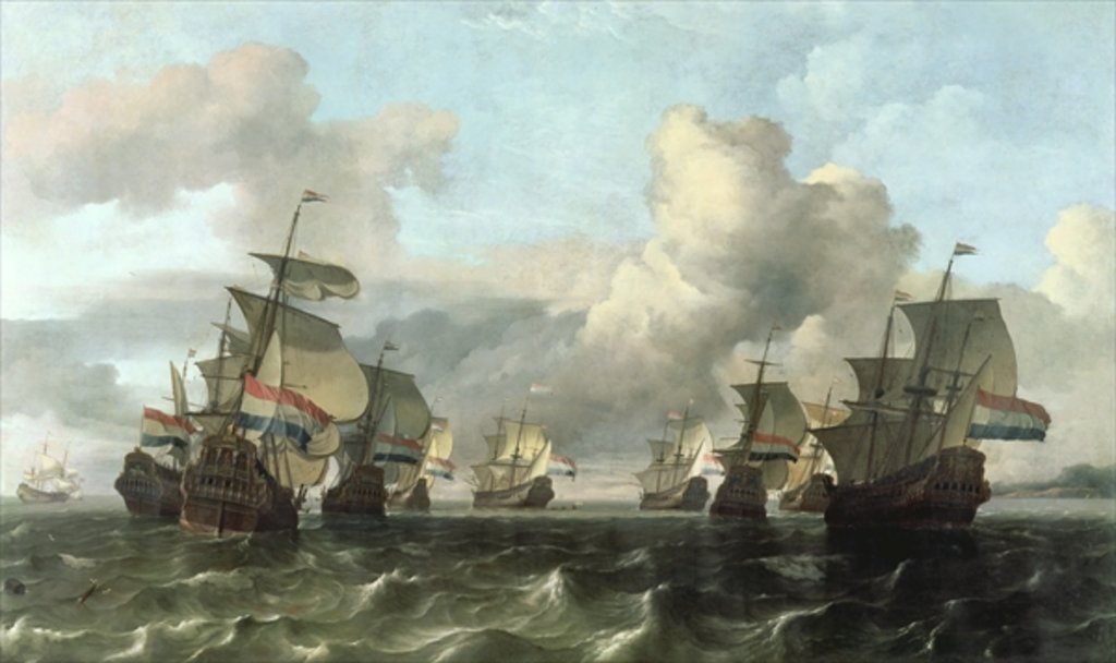 Detail of The Dutch Fleet of the India Company, 1675 by Ludolf I Backhuysen