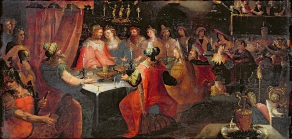 Detail of Belshazzar's Feast by Flemish School