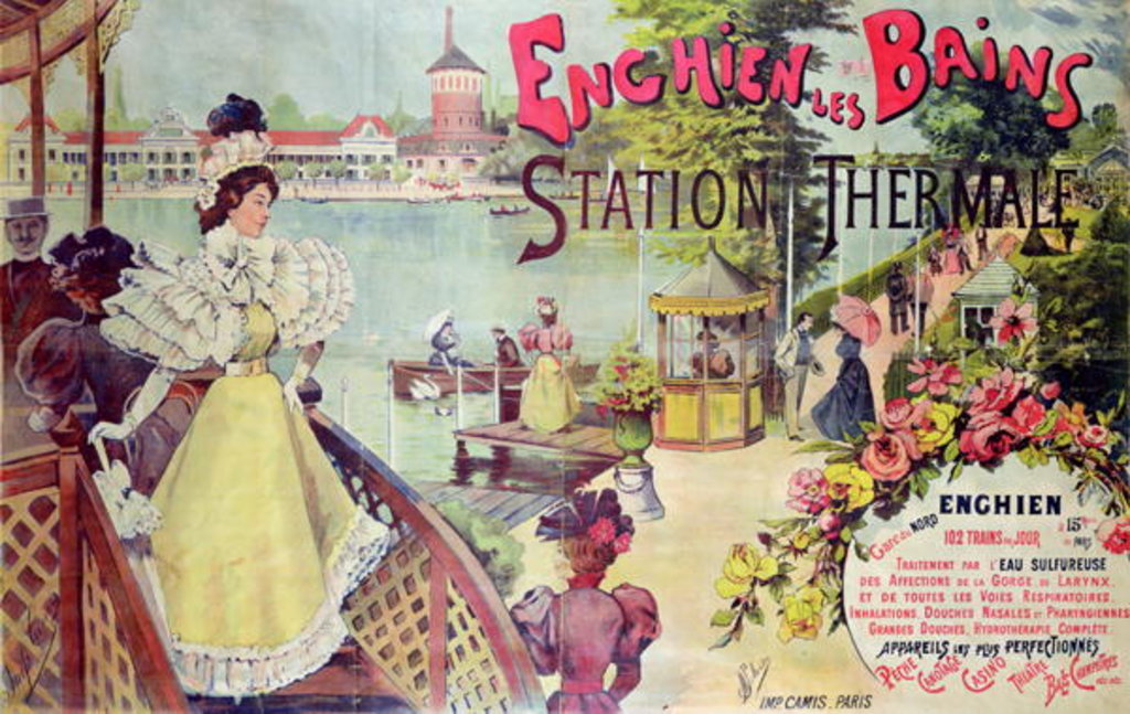 Detail of Poster advertising the spa resort of Enghien-les-Bains by French School