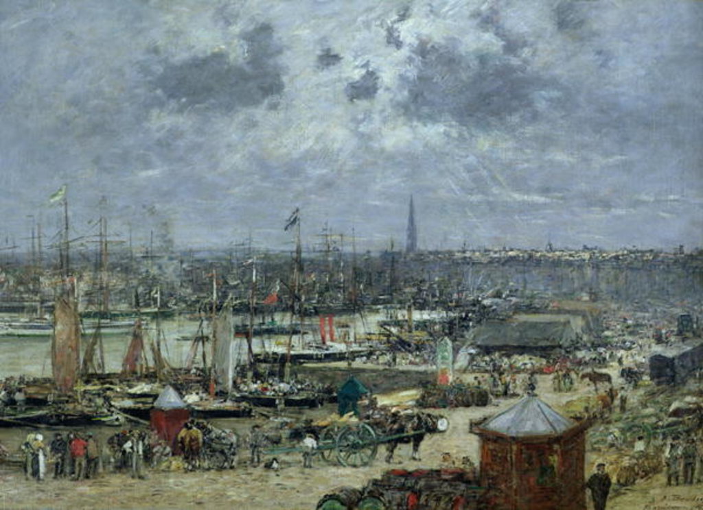 Detail of The Port of Bordeaux, 1874 by Eugene Louis Boudin