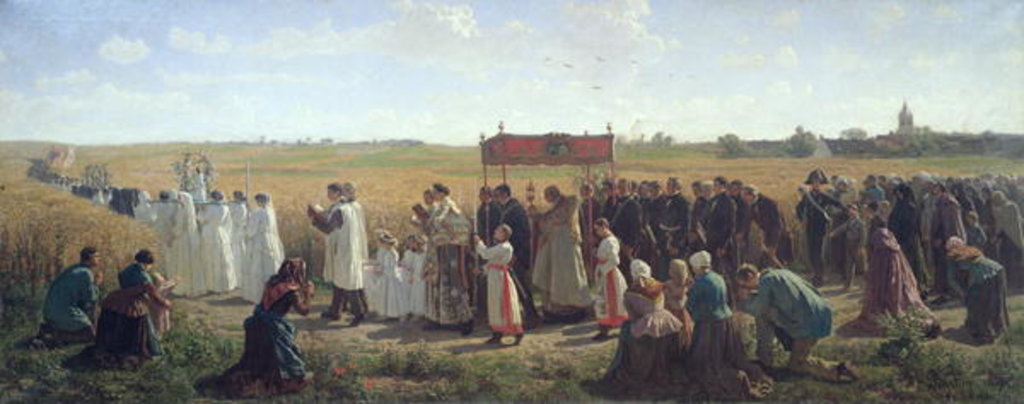 Detail of The Blessing of the Wheat in the Artois, 1857 by Jules Breton