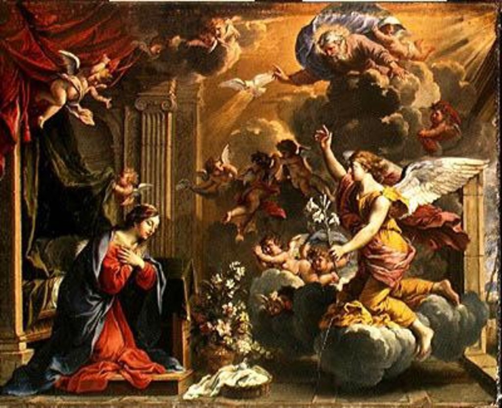 Detail of The Annunciation by Charles Francois Poerson