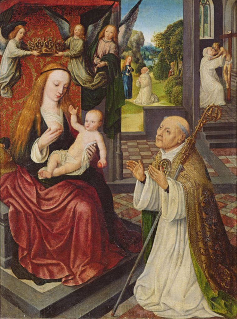 Detail of The Lactation of St. Bernard by Jan van Eeckele
