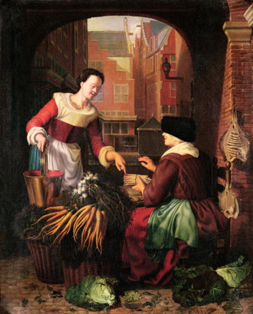 Detail of The Vegetable Seller by Gerrit or Gerard Dou