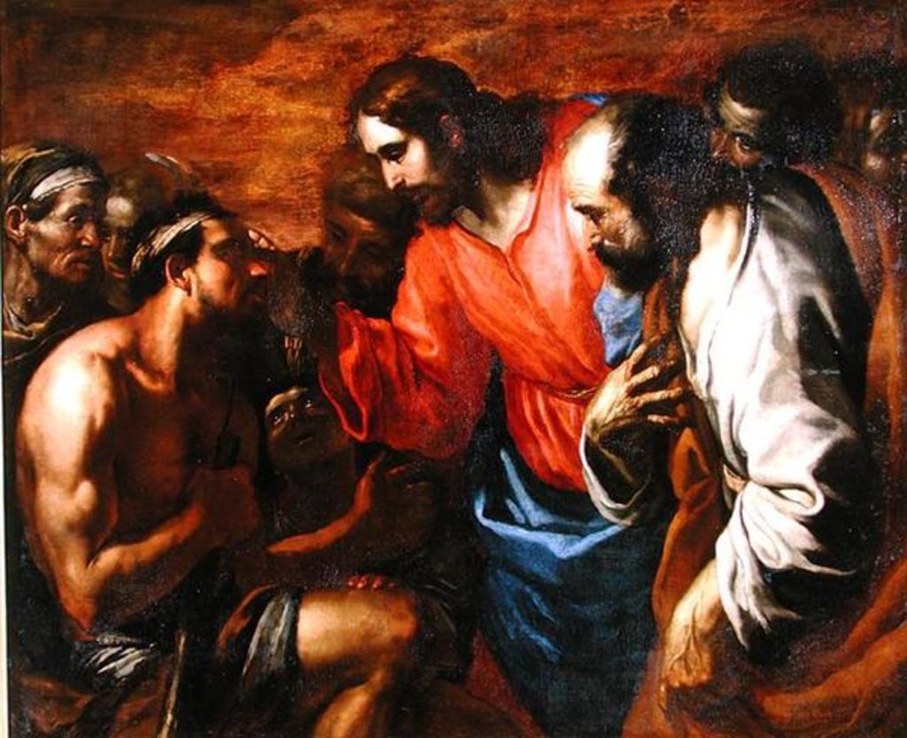 Detail of Christ Healing the Blind Man of Jericho by Italian School