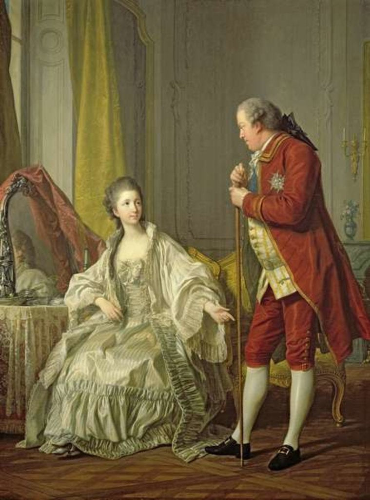 Detail of Portrait of the Marquis de Marigny and his Wife, Marie-Francoise Constance Julie Filleul, 1769 by Louis Michel van Loo
