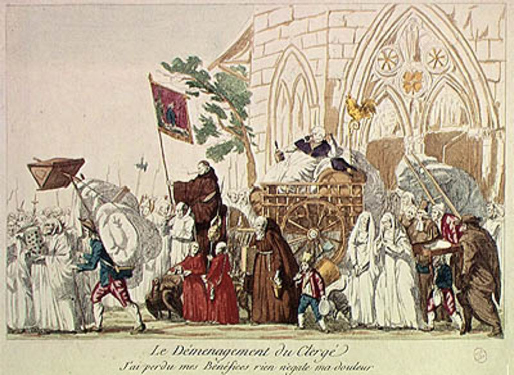 Detail of Clergy Leaving the Church after the Sale of Church Property by French School