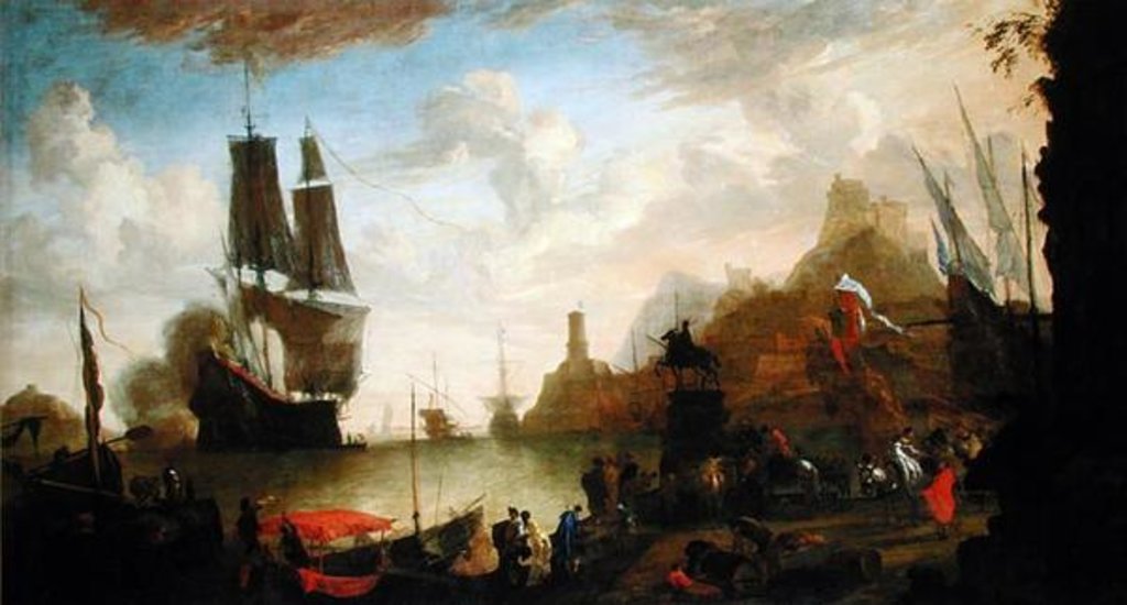 Detail of View of an Italian Port by Hendrik van Minderhout