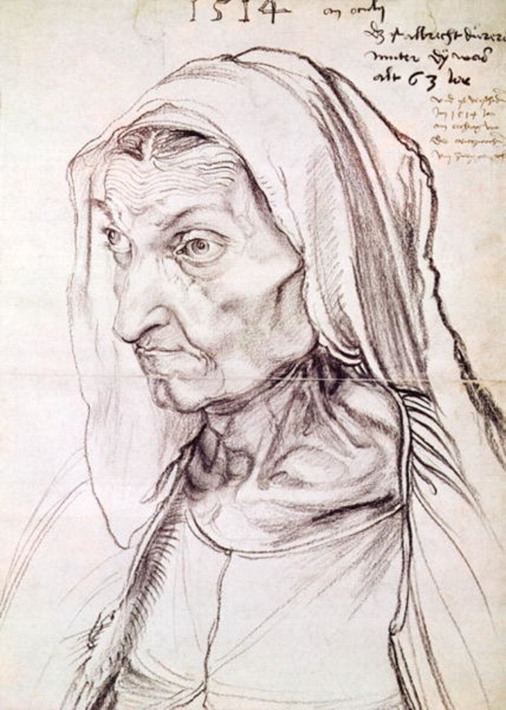 Detail of Portrait of the artist's mother, 1514 by Albrecht Dürer or Duerer