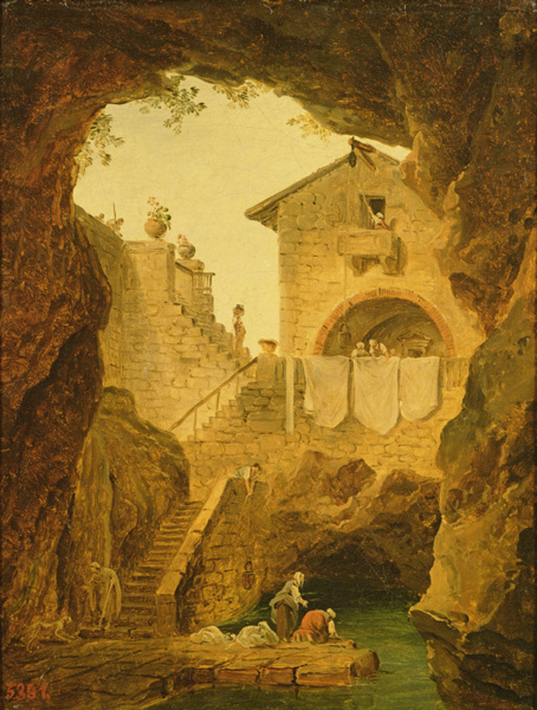 Detail of The Fountain under the Grotto by Hubert Robert