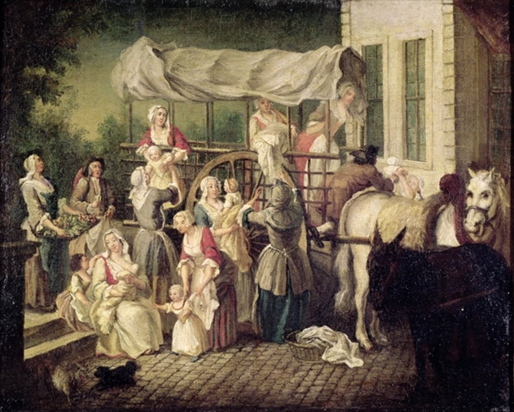 Detail of The Arrival of the Wetnurses by Etienne Jeaurat