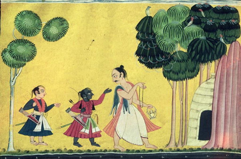 Detail of Rama and Lakshmana accompanied by Visvamitra by Indian School