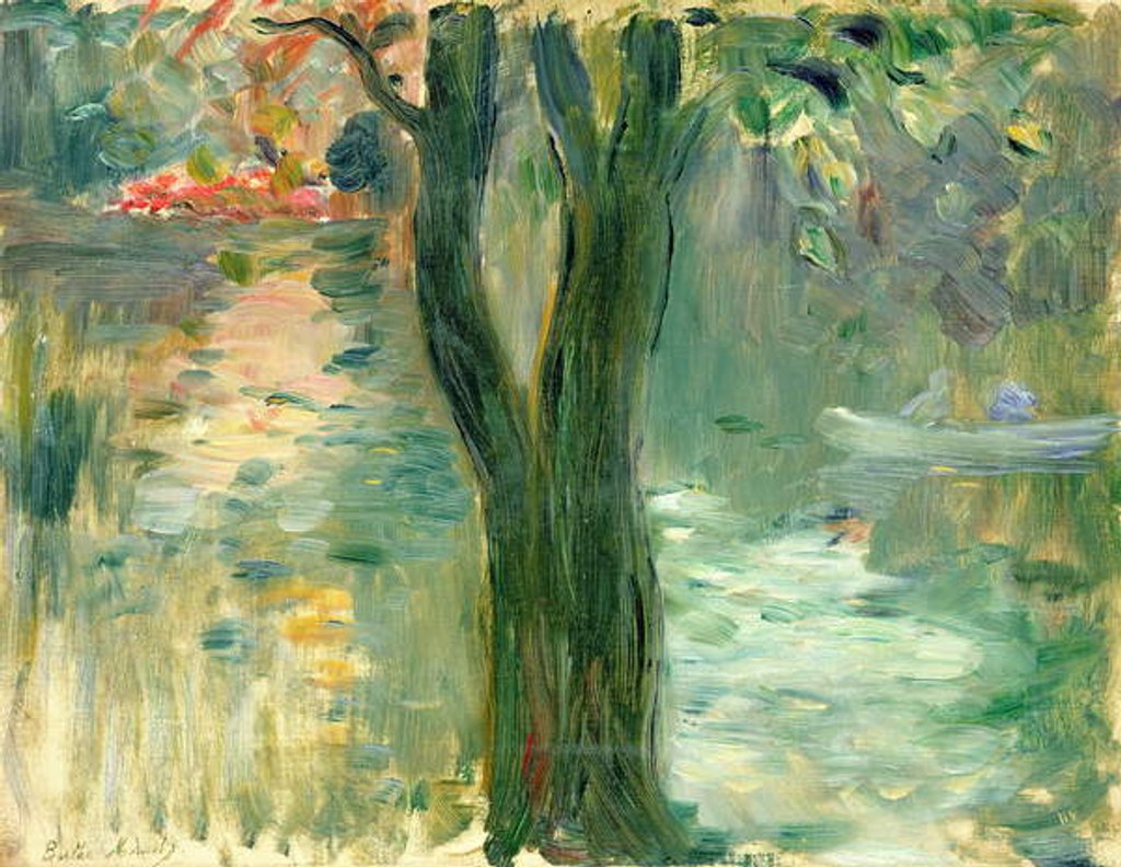 Detail of Sunset over the Lake, Bois de Boulogne, 1894 by Berthe Morisot