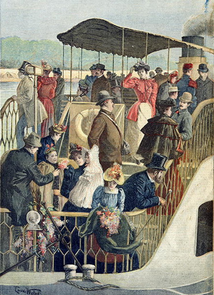 Detail of Parisians Returning from the Countryside by French School