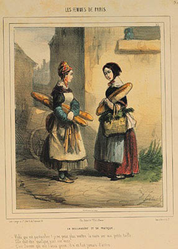 Detail of The Baker's Art, plate number 27 from the 'Les Femmes de Paris' series, 1841-42 by Alfred Andre Geniole